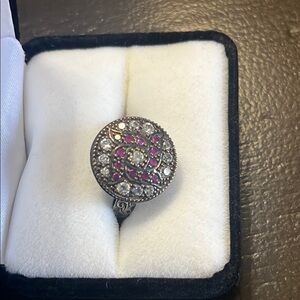 Vintage Ottoman Ring w/ruby and white topaz